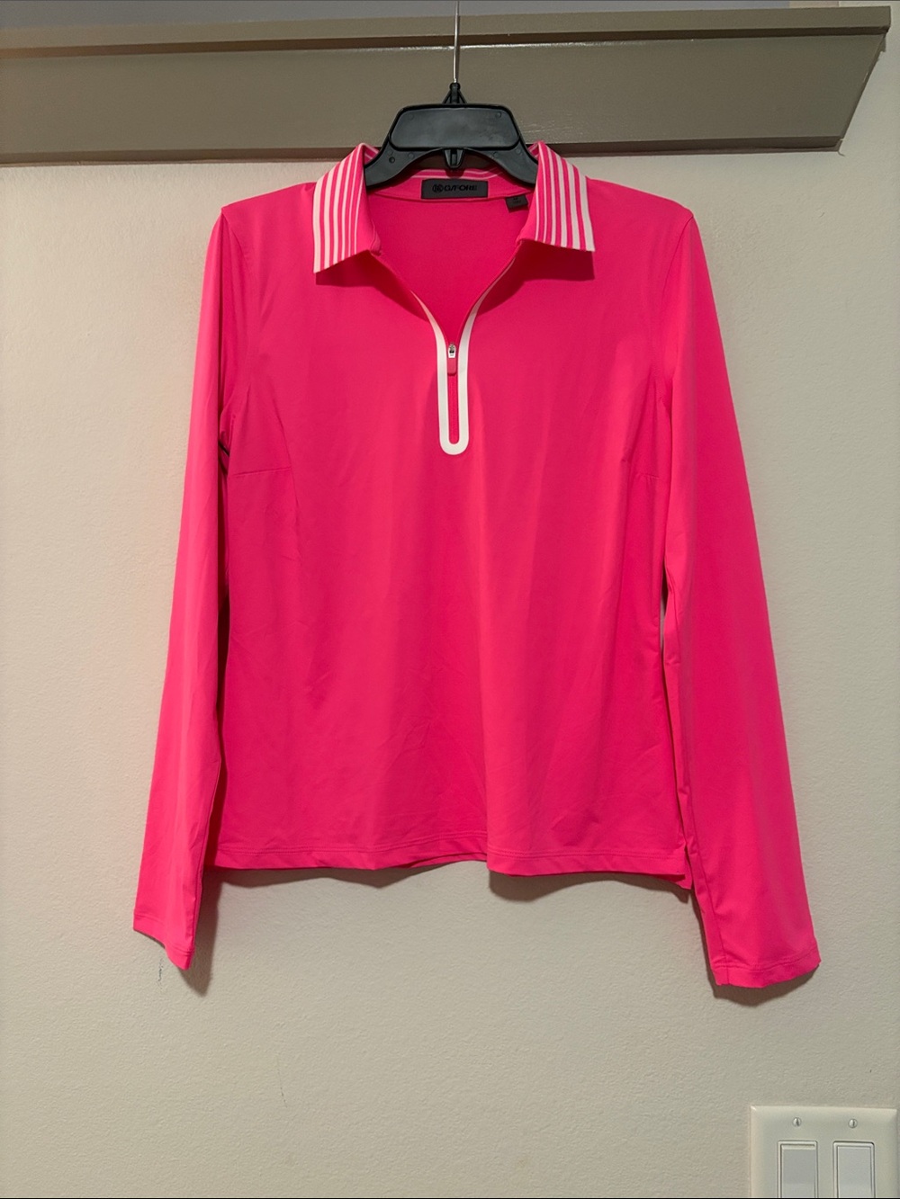G/FORE Women’s Silky Tech Long Sleeve Zip Polo in Pink SZ M EUC
